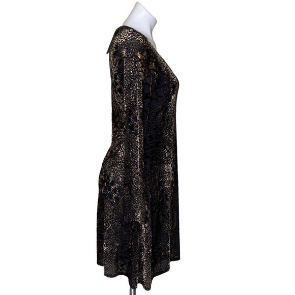 Karen Kane NWT $139 Animal Instinct Velvet A-Line Dress, Brown Burnout Women's S - Picture 4 of 11